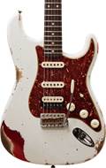 Fender Custom Shop 1961 Strat HSS Heavy Relic Olympic White over Candy Apple Red #R119925