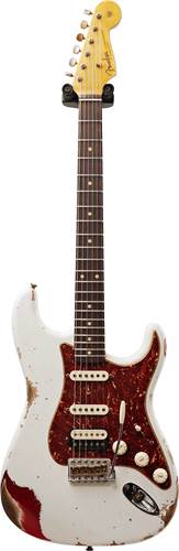 Fender Custom Shop 1961 Strat HSS Heavy Relic Olympic White over Candy Apple Red #R119925