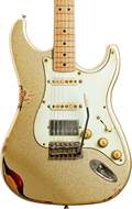 LSL Instruments Saticoy Gold Sparkle Over 3 Tone Sunburst HSS Heavy Aged Roasted Maple Fingerboard