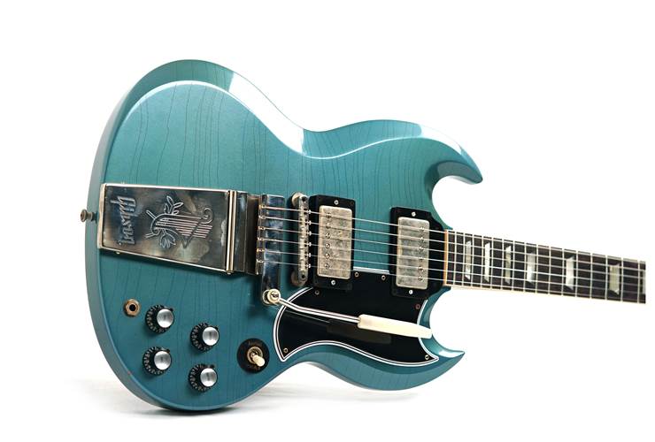 Gibson Custom Shop Murphy Lab 1964 SG Standard Reissue with Maestro Vibrola Ultra Light Aged Pelham Blue #502824 Gibson Custom Shop Murphy Lab 1964 SG Standard Reissue with Maestro Vibrola Ultra Light Aged Pelham Blue #502824