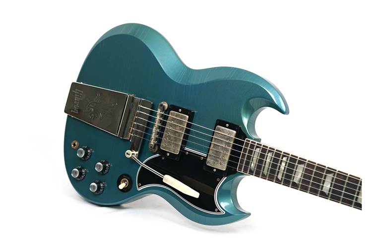 Gibson Custom Shop Murphy Lab 1964 SG Standard Reissue with Maestro Vibrola Ultra Light Aged Pelham Blue #502824 Gibson Custom Shop Murphy Lab 1964 SG Standard Reissue with Maestro Vibrola Ultra Light Aged Pelham Blue #502824