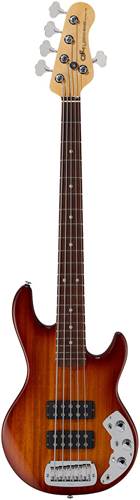G&L USA CLF Research Series 750 L-2500 5 String Bass Old School Tobacco Sunburst Carribean Rosewood Fingerboard