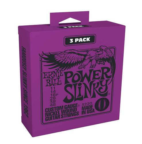 Ernie Ball Power Slinky Nickel Wound Electric Guitar Strings 3 Pack - 11-48 Gauge