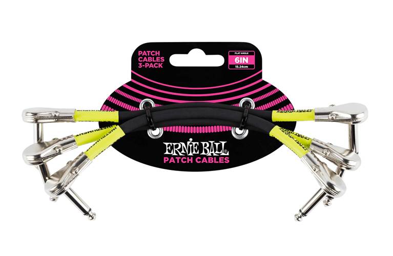 Ernie Ball 6 Inch Flat Angle Patch Cable 3 Pack Black