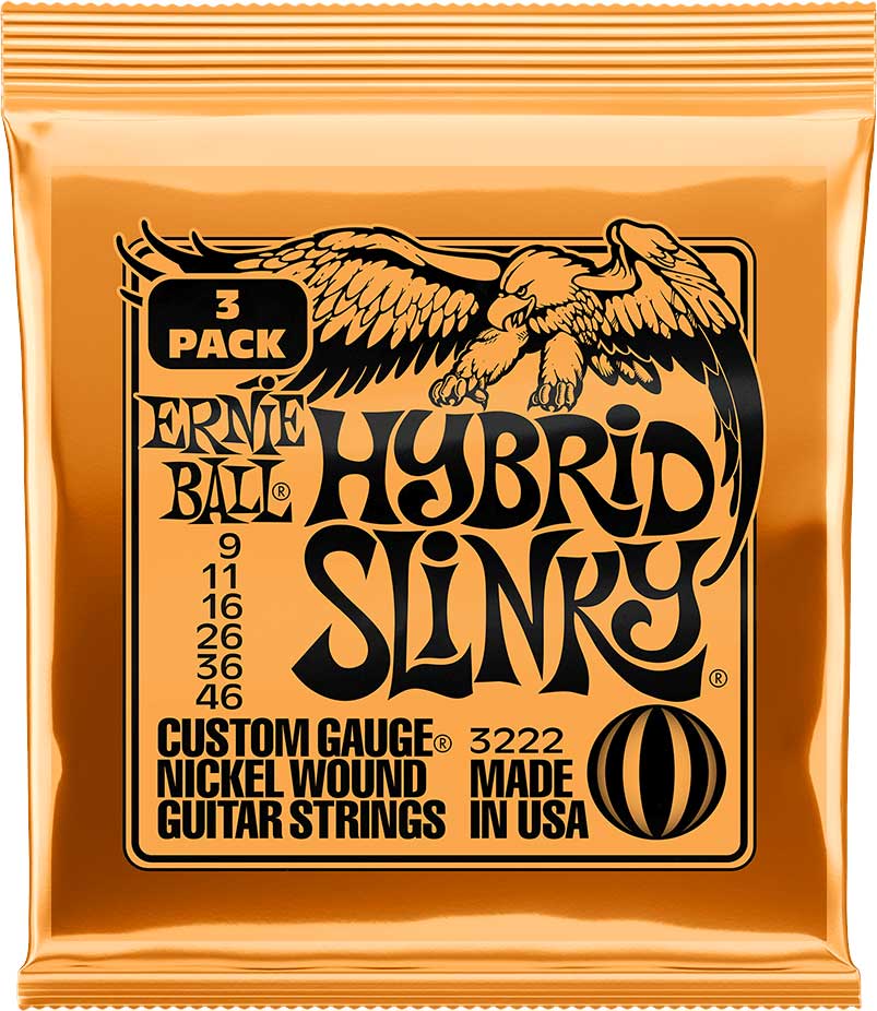 Ernie Ball Hybrid Slinky Nickel Wound Electric Guitar Strings 3 Pack 9 46 Gauge