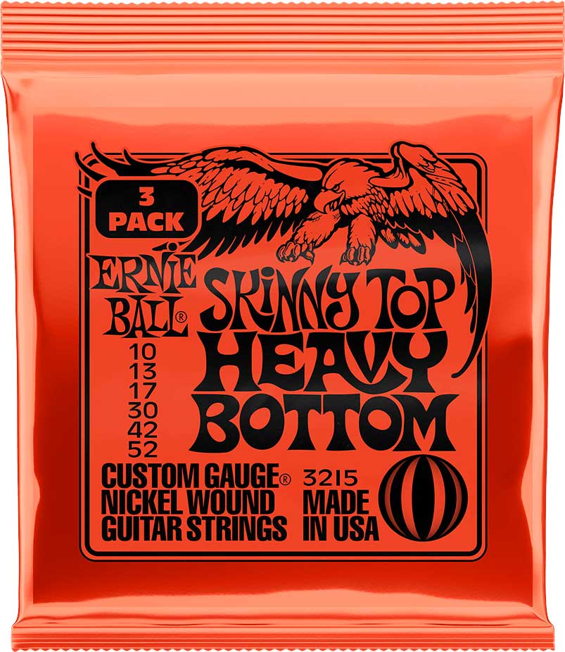 Ernie Ball Skinny Top Heavy Bottom Slinky Nickel Wound Electric Guitar Strings 3 Pack 10 52 Gauge