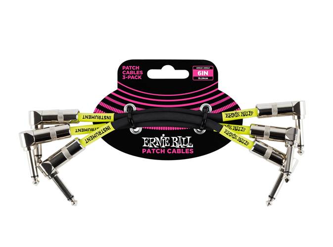 Ernie Ball 6 Inch Angle Patch Cable 3 Pack Black