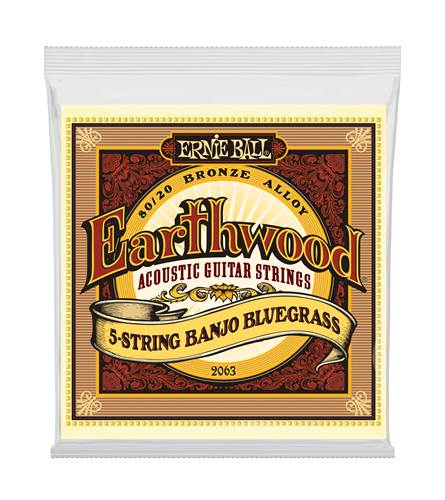 Ernie Ball Earthwood 2063 5 String Banjo Bluegrass Loop End 80/20 Bronze Acoustic Guitar Strings - 9-20 Gauge