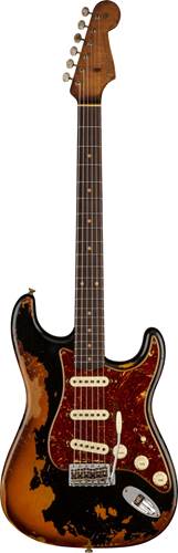 Fender Custom Shop Limited Edition Roasted '61 Stratocaster Super Heavy Relic Aged Black Over 3-Color Sunburst