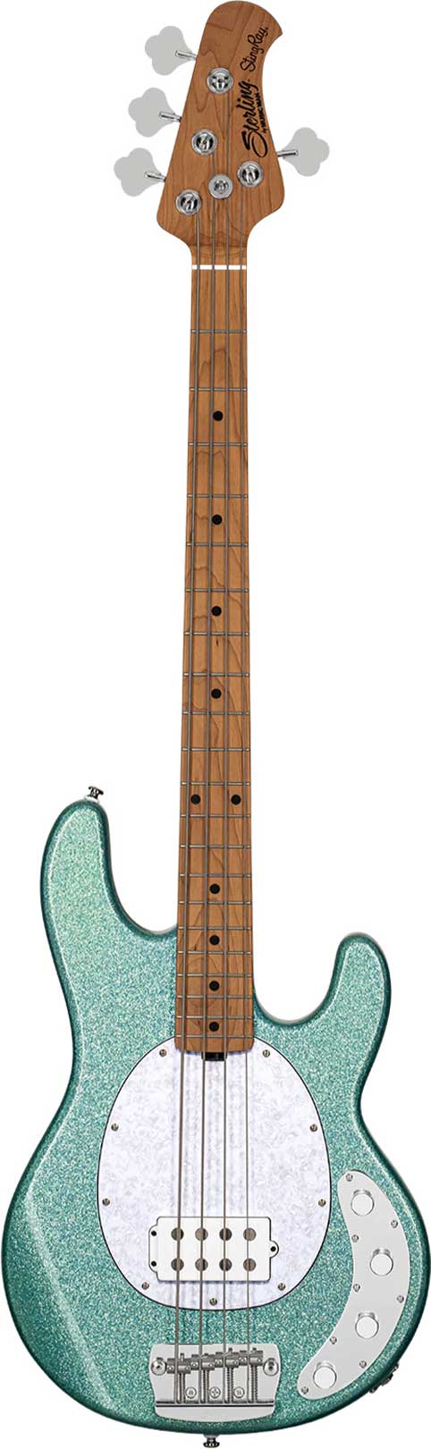 Music Man Sterling StingRay Ray34 Seafoam Sparkle Roasted Maple