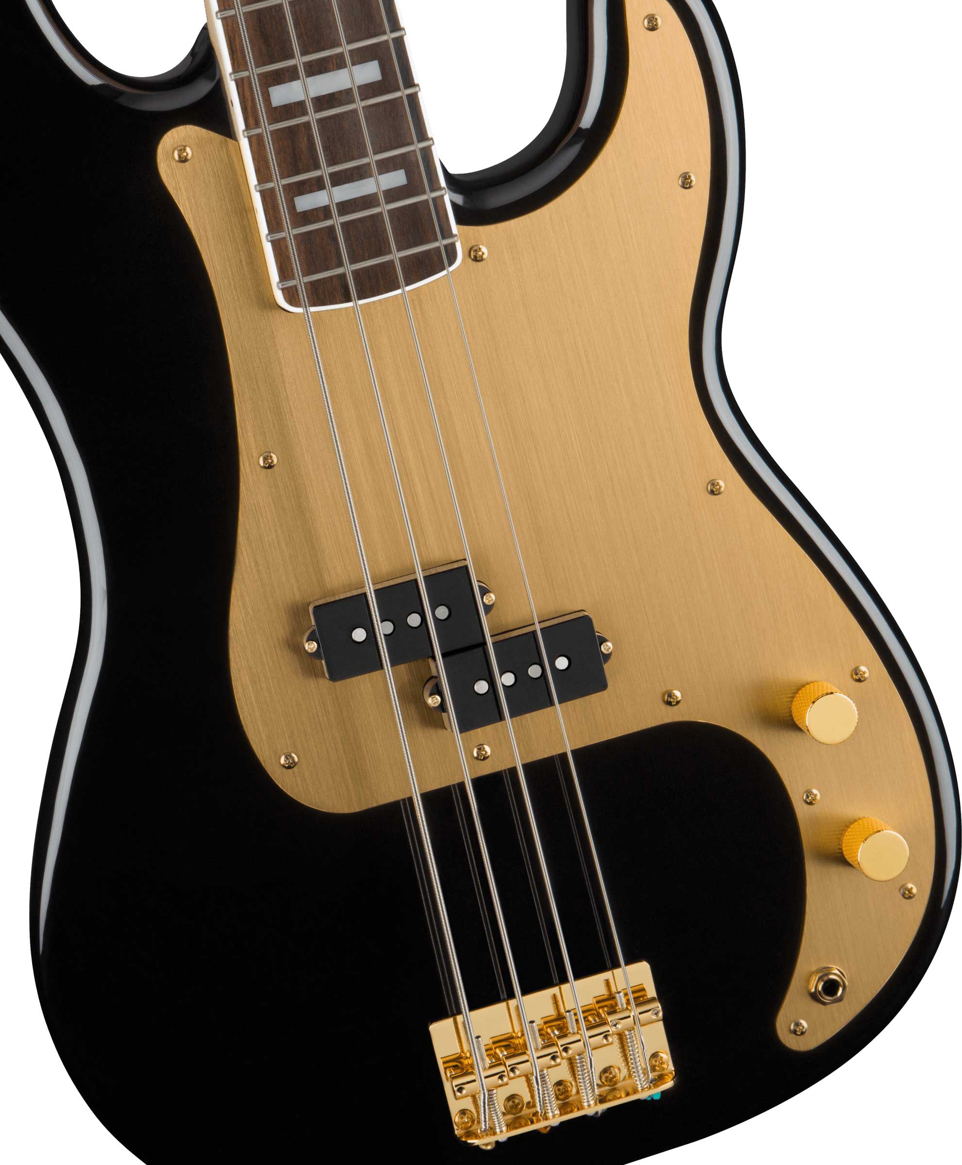 Squier 40th Anniversary Precision Bass Gold Edition Black Indian Laurel Fingerboard