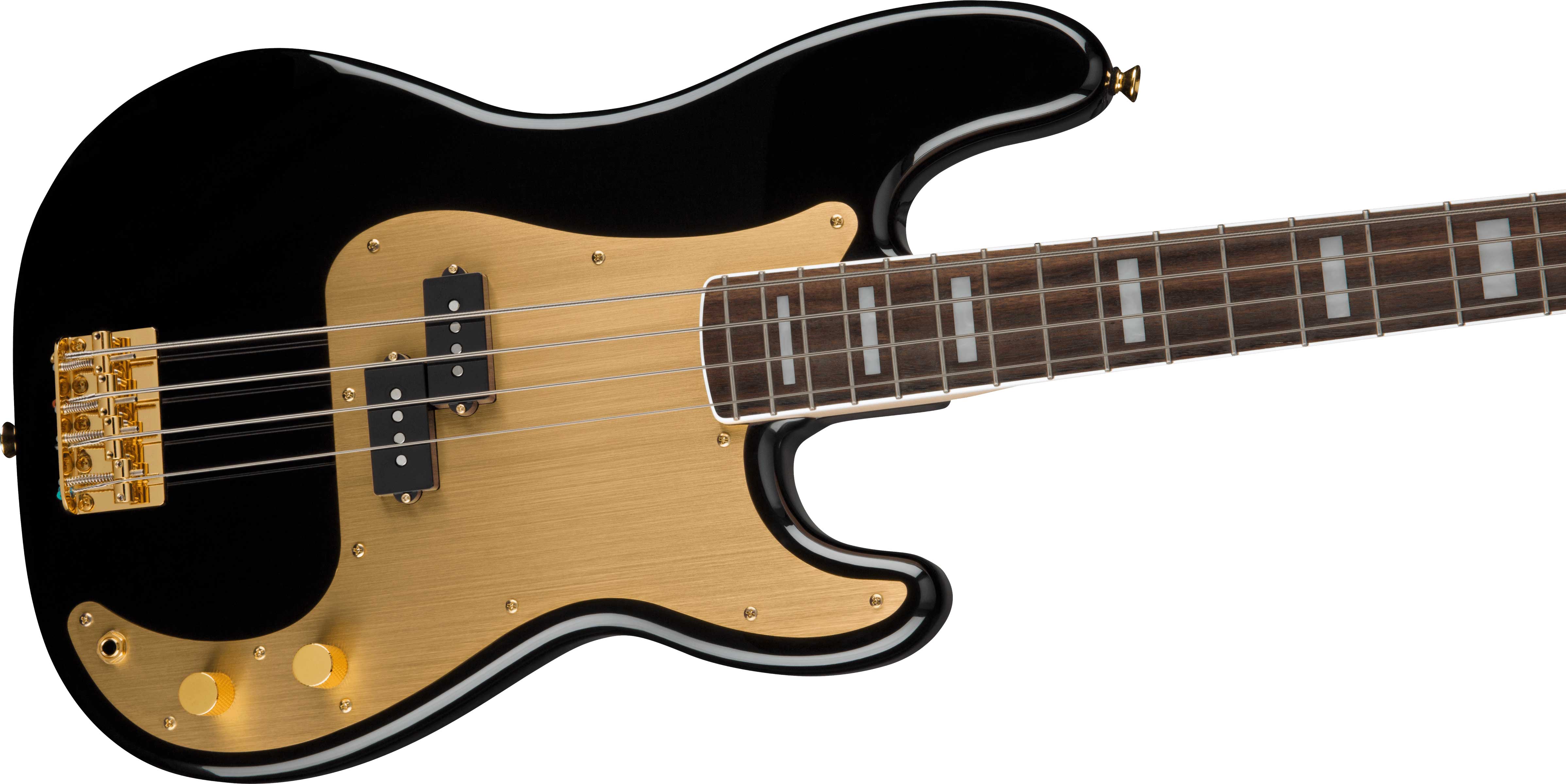 Squier 40th Anniversary Precision Bass Gold Edition Black Indian Laurel Fingerboard