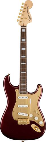 Squier 40th Anniversary Stratocaster Gold Edition Ruby Red Metallic Indian Laurel Fingerboard
