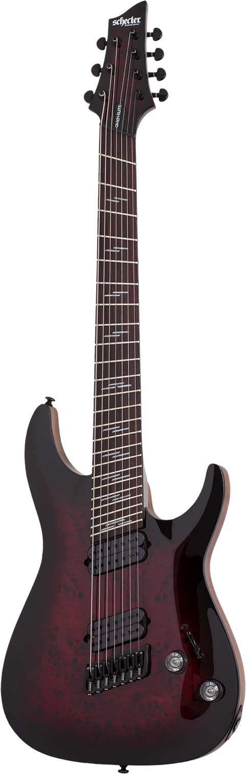 Schecter Omen Elite-7 Multiscale Black Cherry Burst