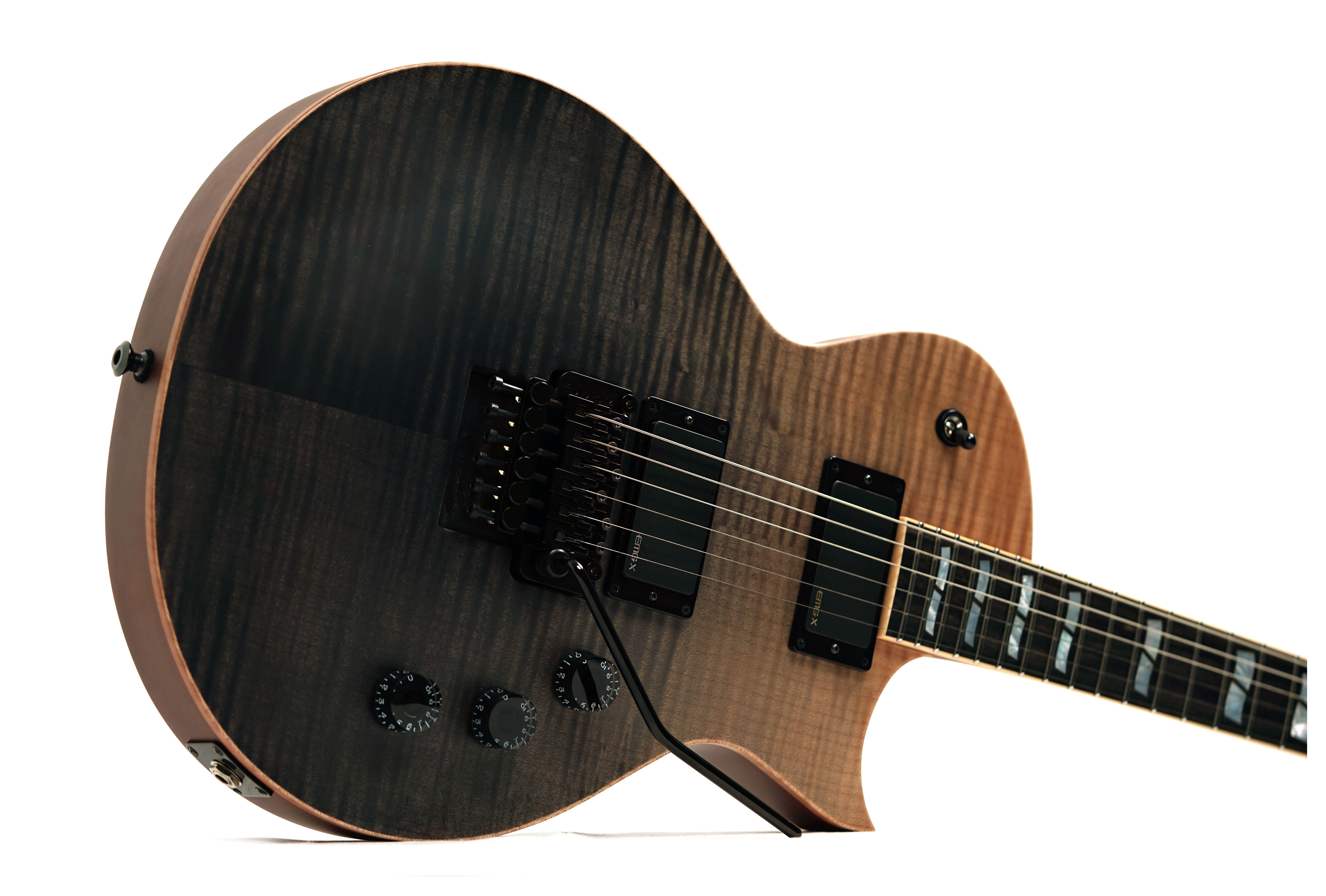 ESP USA Eclipse Flame Maple EMG FR Black Natural Fade Satin (Ex-Demo) #US24302