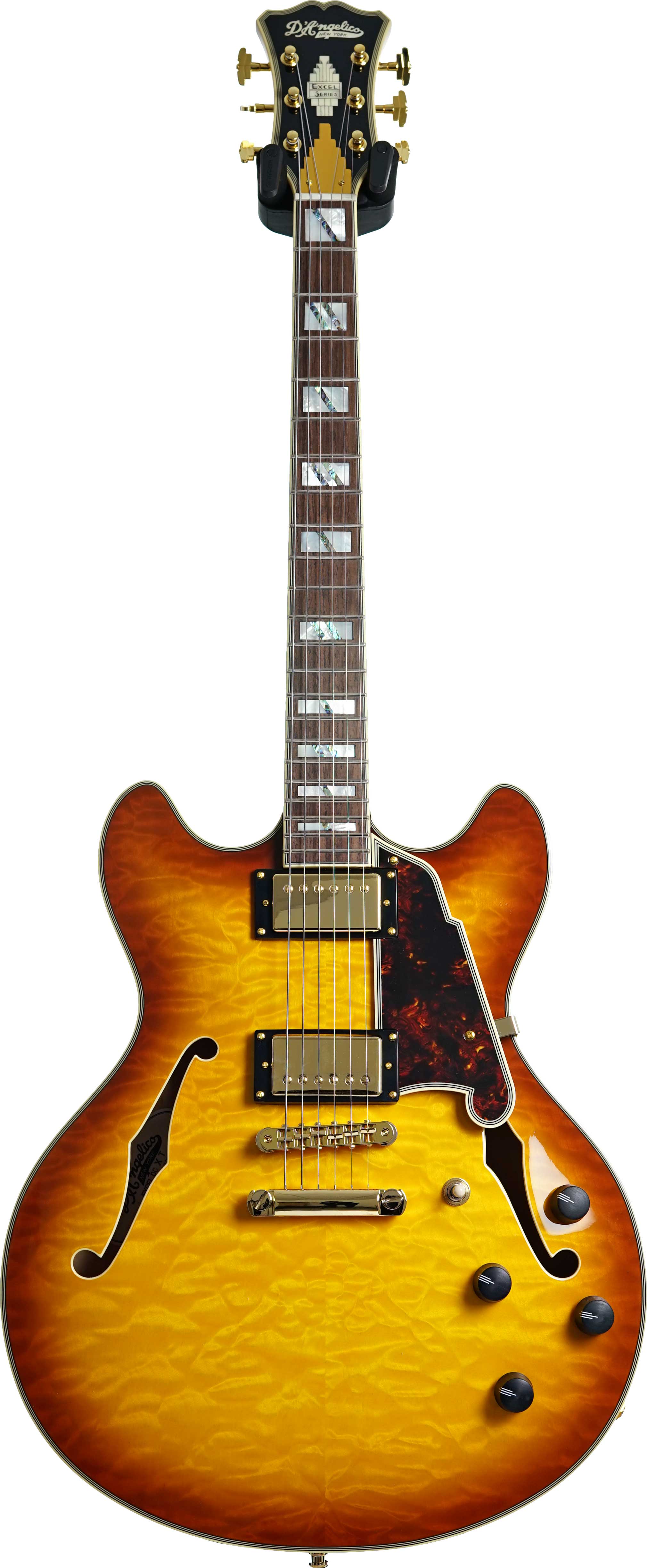 D'Angelico Excel DC Stop-Bar Iced Tea Burst Quilt