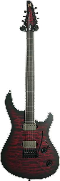 Mayones Regius V24 6 Quilted Maple/Swamp Ash Trans Dirty Red Burst Satine Bare Knuckle TKO #RP2403310