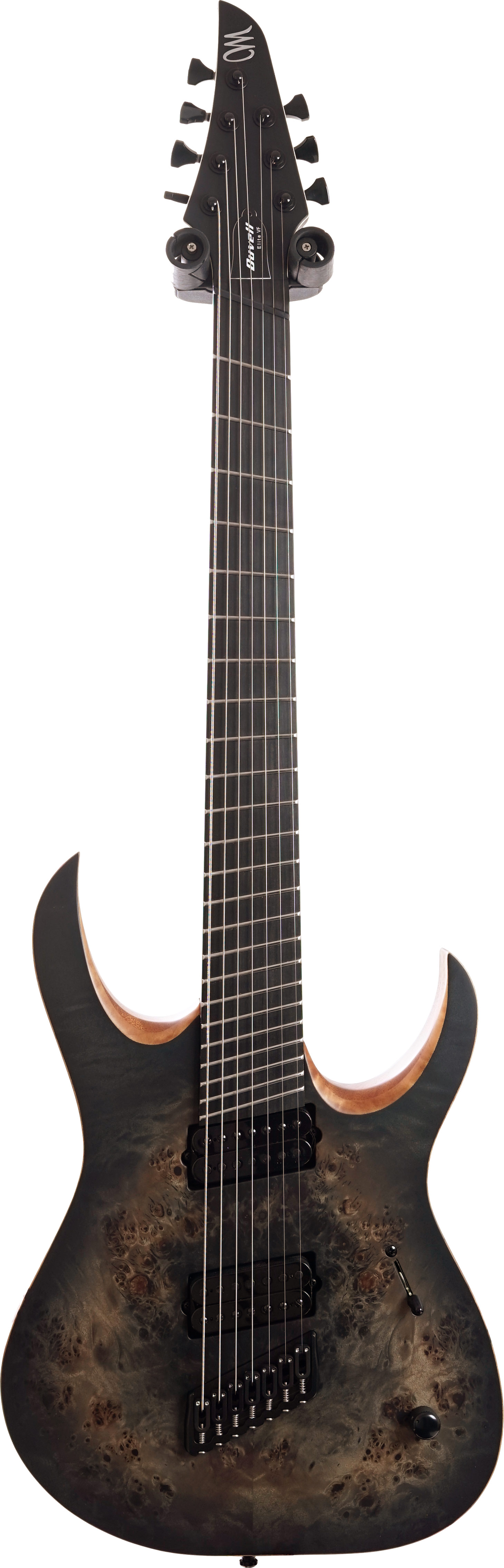 Mayones Duvell Elite VF 7 Eye Poplar/Mahogany Khaya Galaxy Eye Black Satine Bare Knuckle TKO (Black) #DF2311585