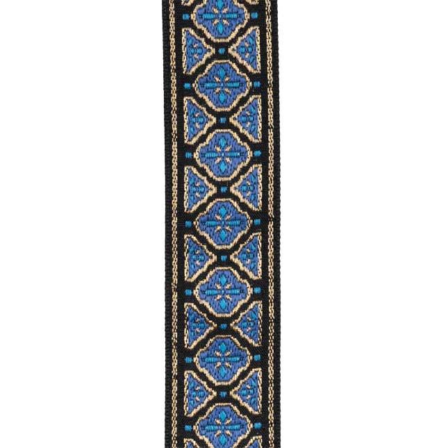 D'Addario Eco-Comfort Woven Guitar Strap Blue and Gold