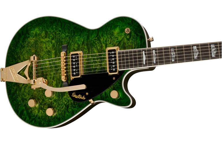 Gretsch Custom Shop G6128 Burled Maple Duo Jet Closet Classic Trans Green Burst Masterbuilt by Gonzalo Madrigal Gretsch Custom Shop G6128 Burled Maple Duo Jet Closet Classic Trans Green Burst Masterbuilt by Gonzalo Madrigal