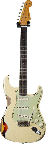 Fender Custom Shop 61 Stratocaster Heavy Relic Aged Vintage White Over 3 Colour Sunburst #CZ569735
