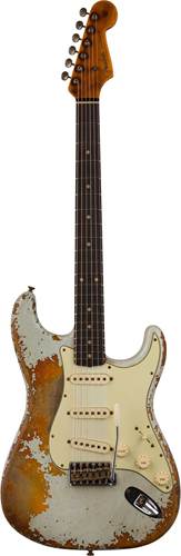 Fender Custom Shop Limited Edition '59 Stratocaster Super Heavy Relic Aged Sonic Blue Over Chocolate 3-Colour Sunburst