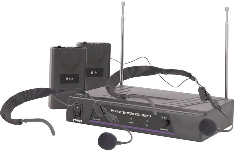 QTX Dual Neckband Microphone VHF Wireless System