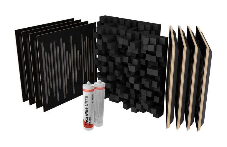 Vicoustic VicStudio Box Black Treatment Kit 8 Wavewood Ultra Lite, 2 Multifuser DC3, 2 Flexi Glue Ultra