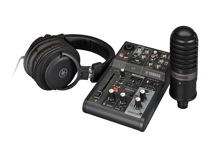 Yamaha AG03MK2 Black Streaming Pack with Mixer, Microphone, Headphones and Cable