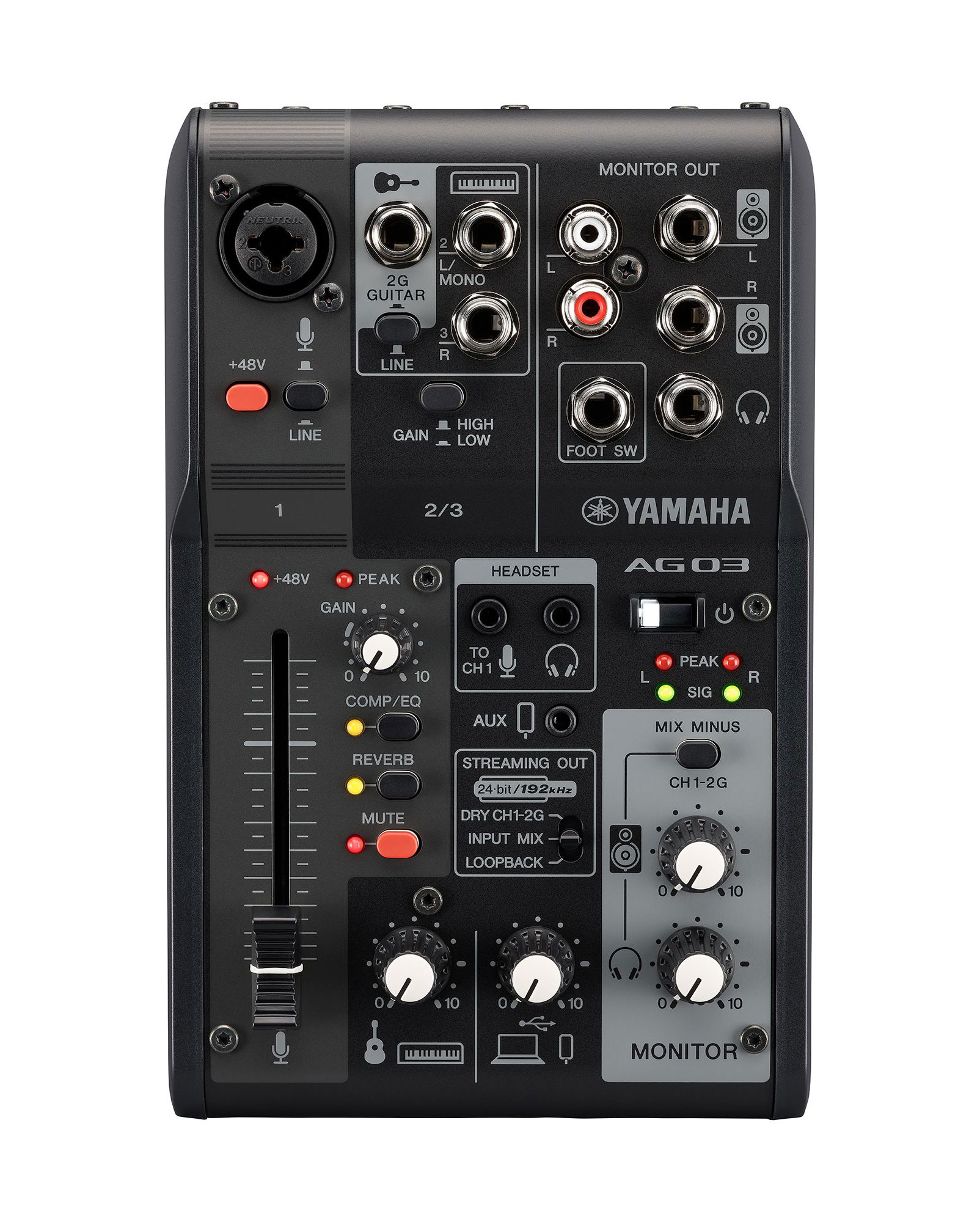 Yamaha AG03MK2 Black Streaming Pack with Mixer, Microphone, Headphones and Cable