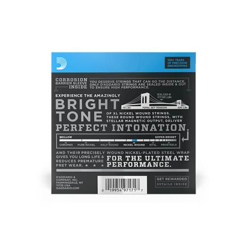 D'Addario EXL120-8 8-String Nickel Wound Electric Guitar Strings, Super Light, 09-65 D'Addario EXL120-8 8-String Nickel Wound Electric Guitar Strings, Super Light, 09-65