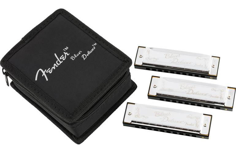 Fender Blues Deluxe Harmonica 3 Pack with Case