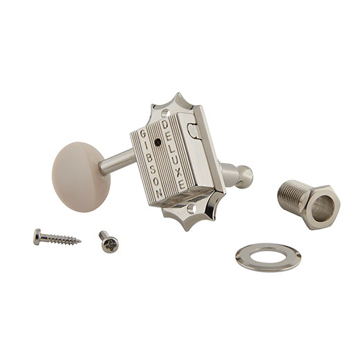Gibson Deluxe White Button Tuner Set Vintage Nickel 