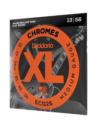 D'Addario ECG26 Chromes Flat Wound Electric Guitar Strings Medium 13-56