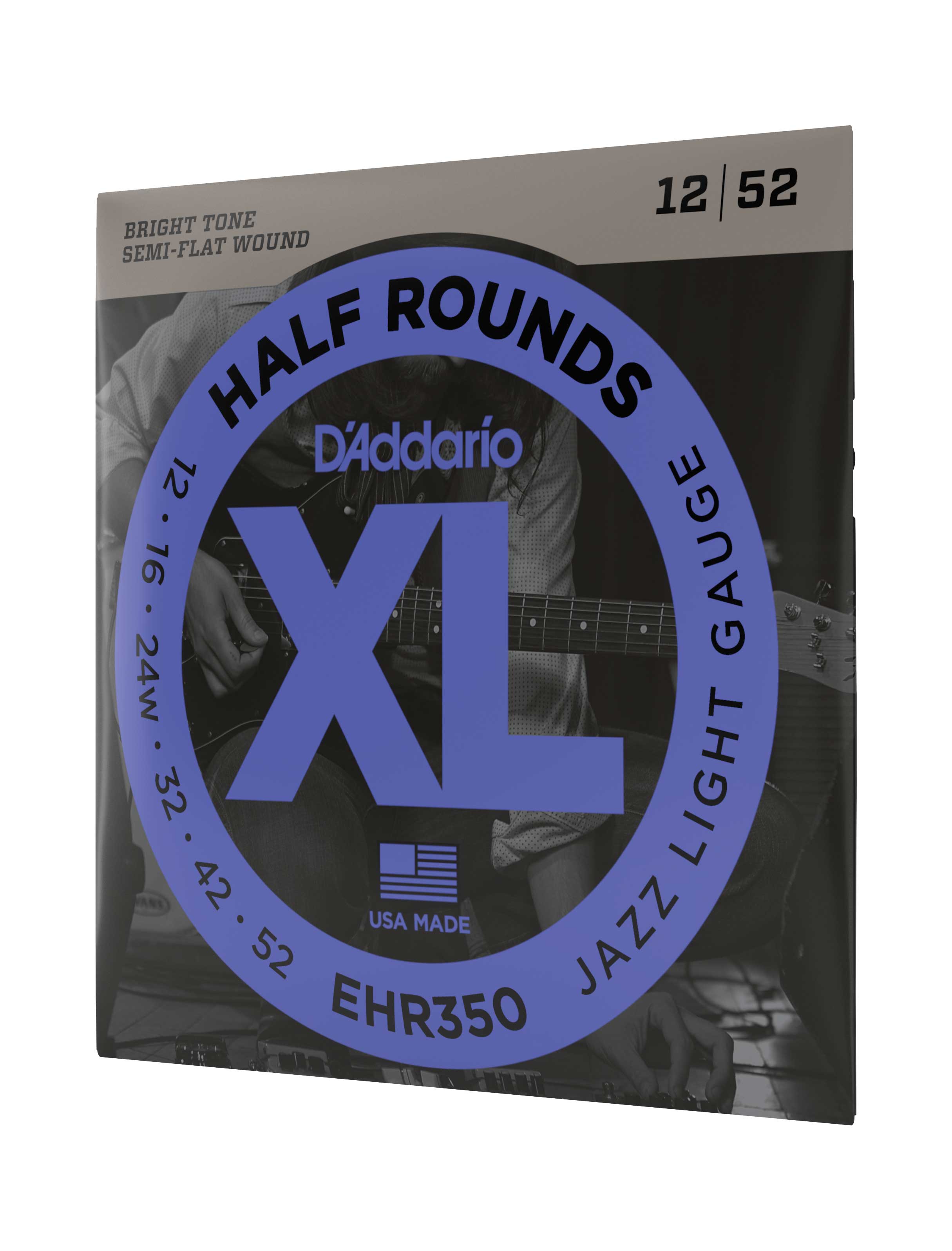 D Addario EHR350 Half Round Electric Guitar Strings Jazz Light 12