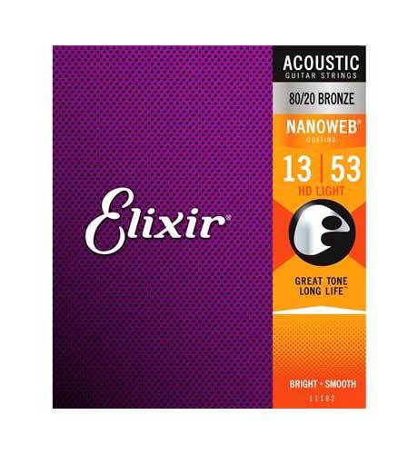 Elixir Acoustic Nanoweb 80/20 Bronze HD Light Gauge 13-53