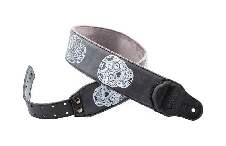 Right On Straps Leathercraft Sugar Skull Guitar Strap Black Right On Straps Leathercraft Sugar Skull Guitar Strap Black