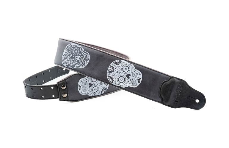 Right On Straps Leathercraft Sugar Skull Guitar Strap Black Right On Straps Leathercraft Sugar Skull Guitar Strap Black