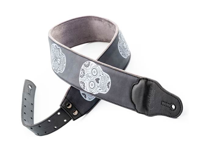 Right On Straps Leathercraft Sugar Skull Guitar Strap Black Right On Straps Leathercraft Sugar Skull Guitar Strap Black