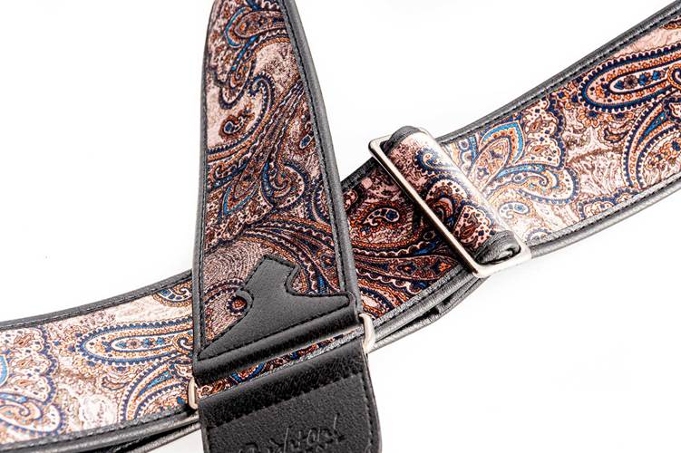 Right On Straps Talisman T Paisley Velvet Brown Vegan Guitar Strap Right On Straps Talisman T Paisley Velvet Brown Vegan Guitar Strap