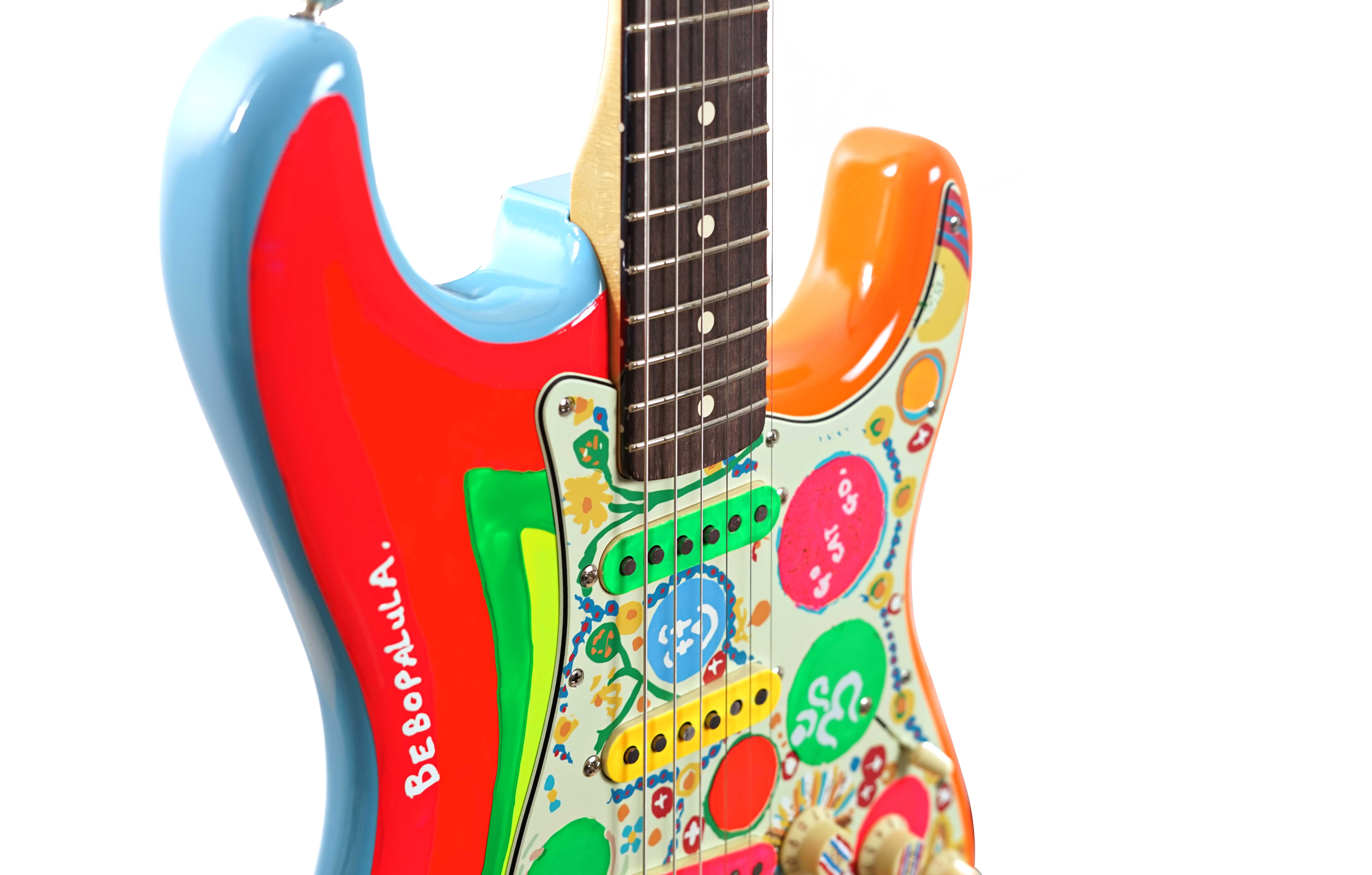 Fender George Harrison Rocky Stratocaster Hand Painted Rocky Artwork Over Sonic Blue Rosewood Fingerboard 