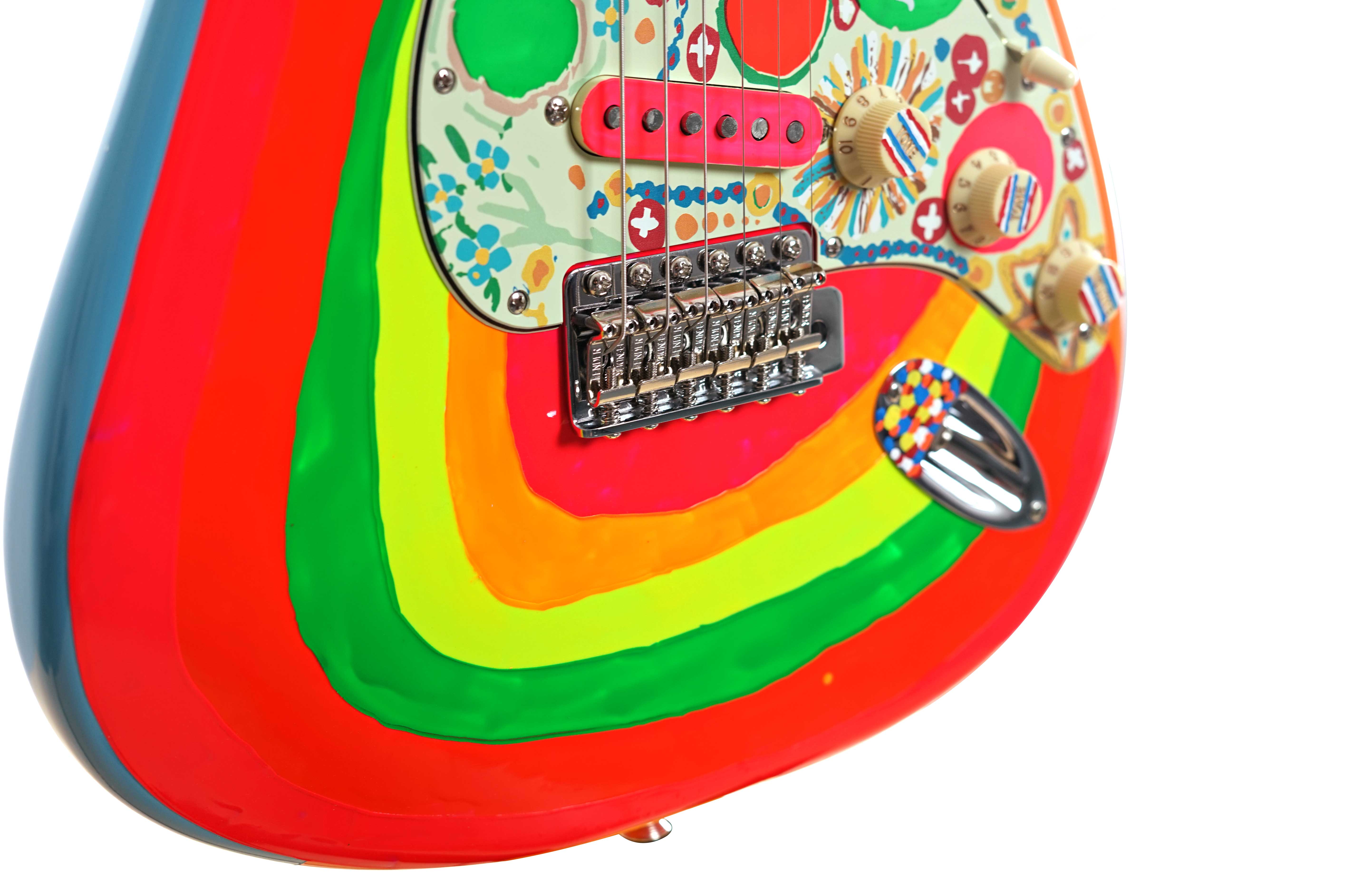 Fender George Harrison Rocky Stratocaster Hand Painted Rocky Artwork Over Sonic Blue Rosewood Fingerboard 