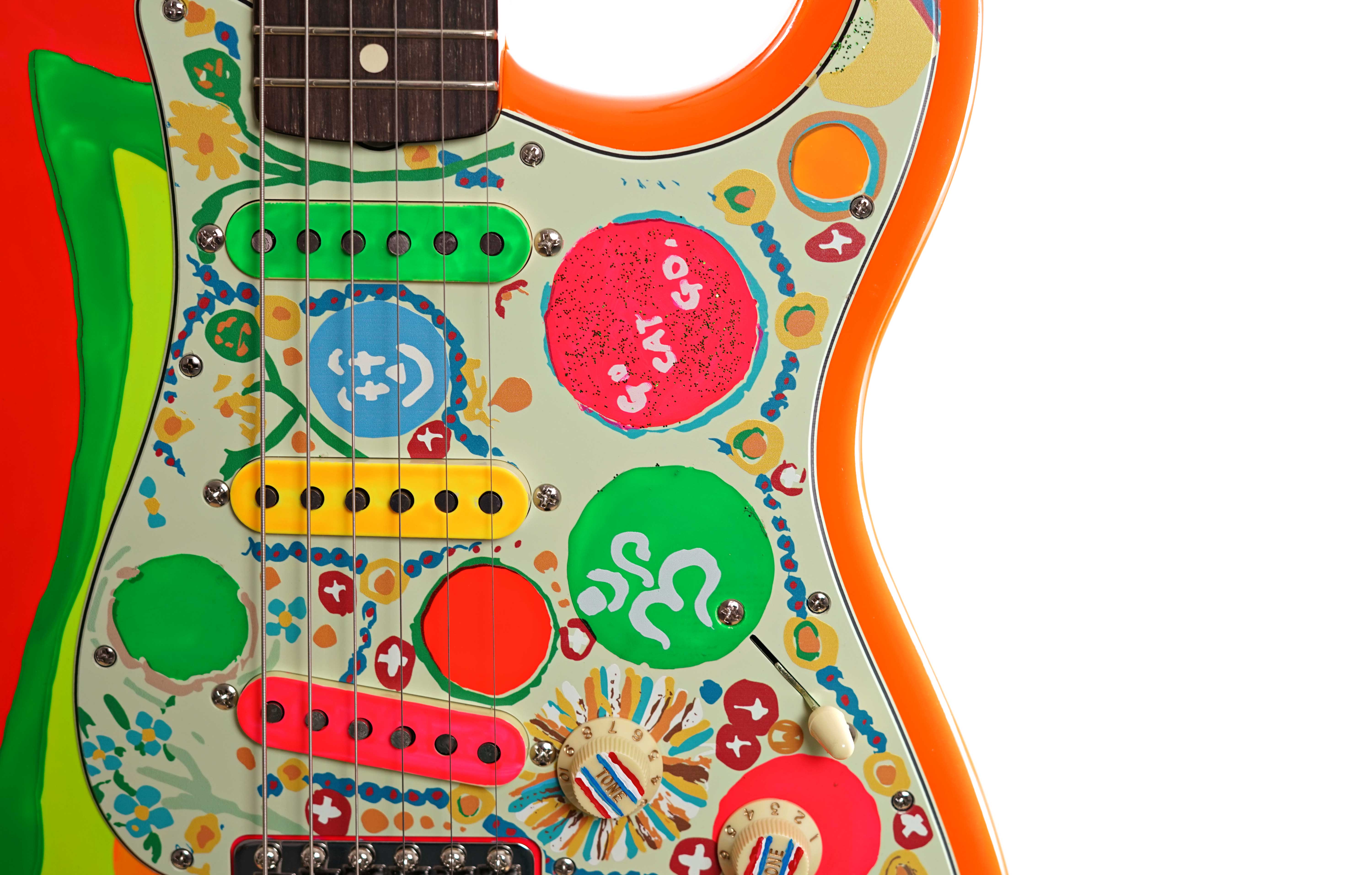 Fender George Harrison Rocky Stratocaster Hand Painted Rocky Artwork Over Sonic Blue Rosewood Fingerboard 
