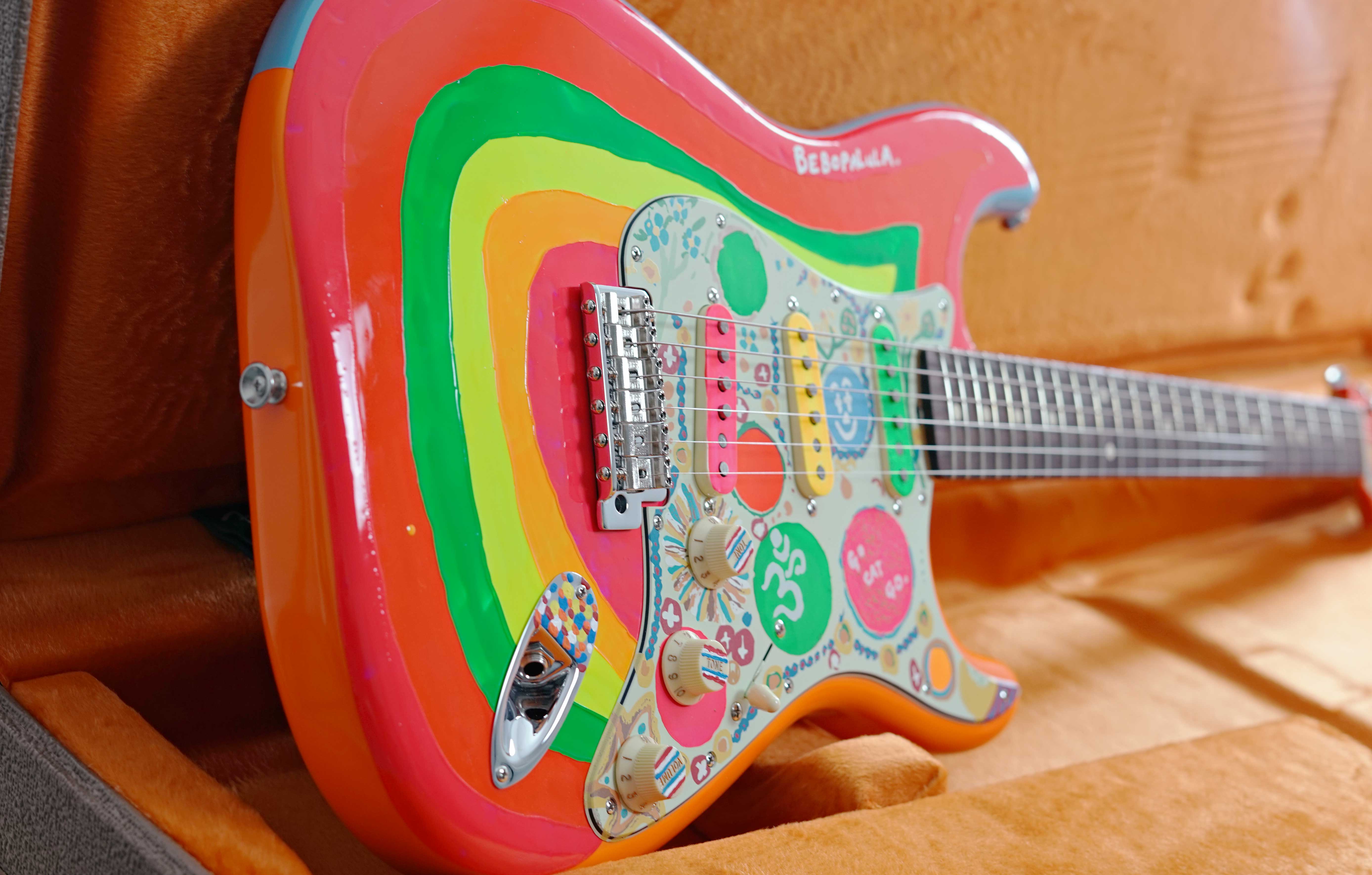 Fender George Harrison Rocky Stratocaster Hand Painted Rocky Artwork Over Sonic Blue Rosewood Fingerboard 