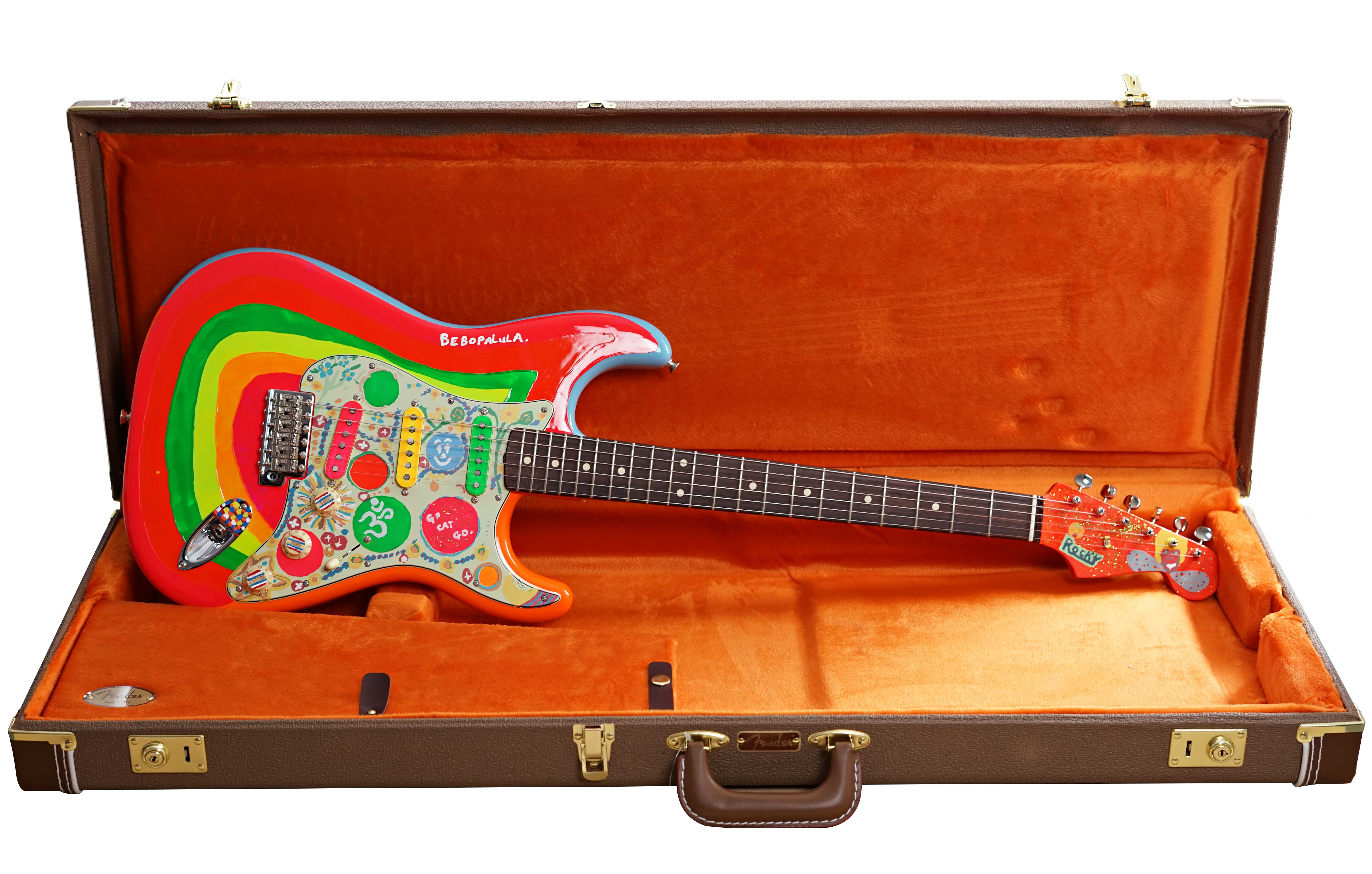 Fender George Harrison Rocky Stratocaster Hand Painted Rocky Artwork Over Sonic Blue Rosewood Fingerboard 