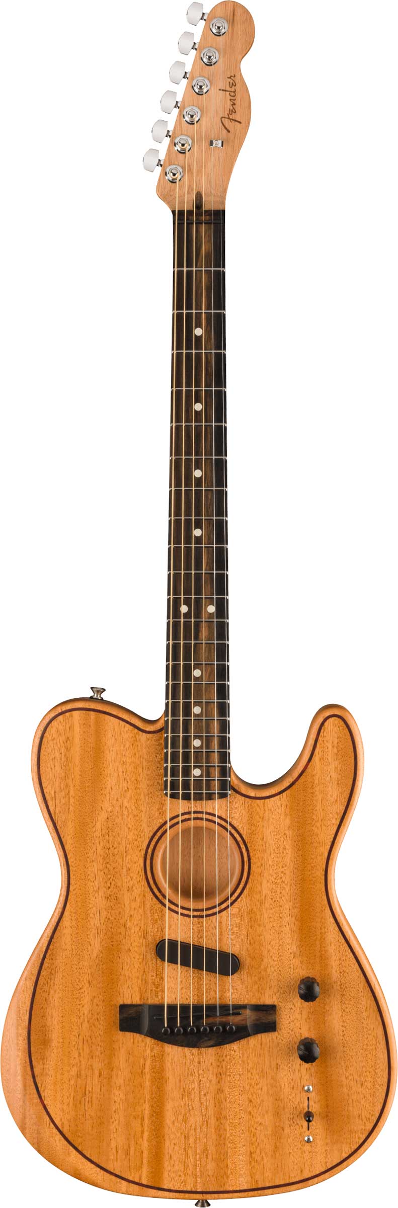 Fender American Acoustasonic Telecaster All-Mahogany Ebony Natural |  guitarguitar