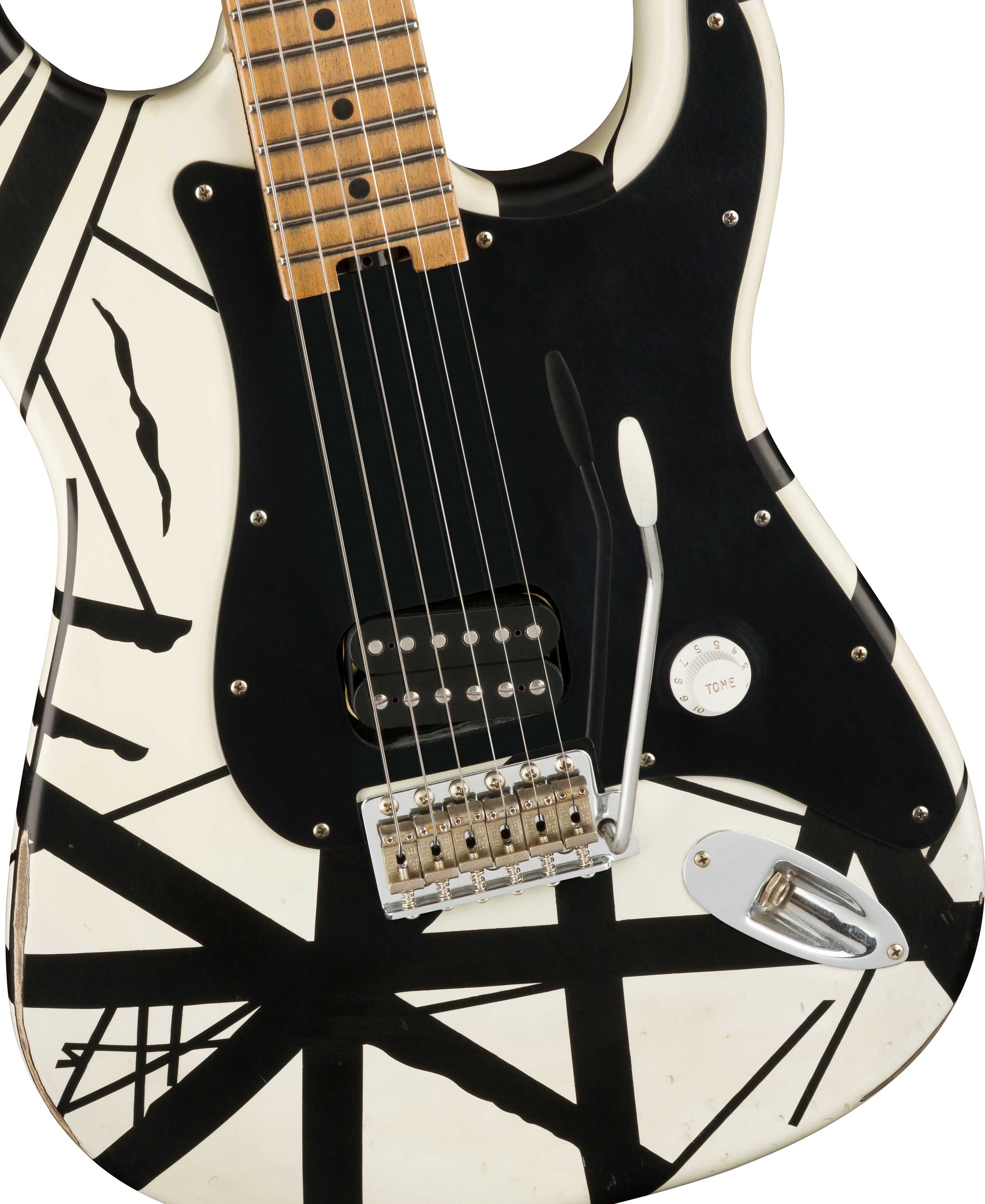 EVH Striped Series '78 Eruption Maple Fingerboard White With Black Stripes Relic