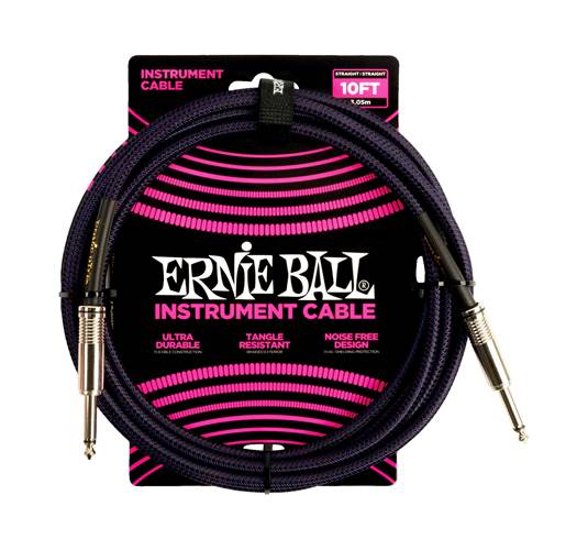 Ernie Ball 10ft Braided Straight Straight Purple Black
