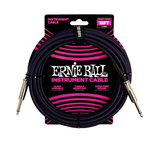 Ernie Ball 18ft Braided Straight Straight Purple Black