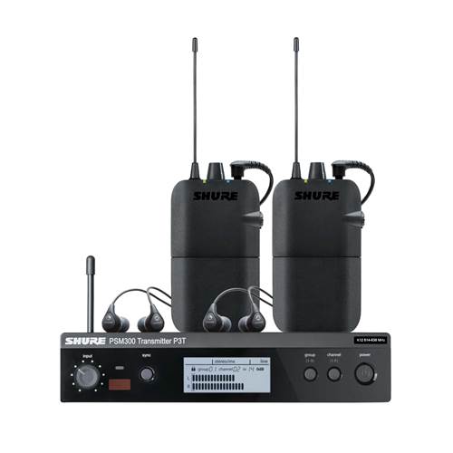 Shure P3TUKR112TW-K3E PSM300 Wireless IEM System Twin Pack with 2x P3R Bodypacks + 2x SE112 earphones
